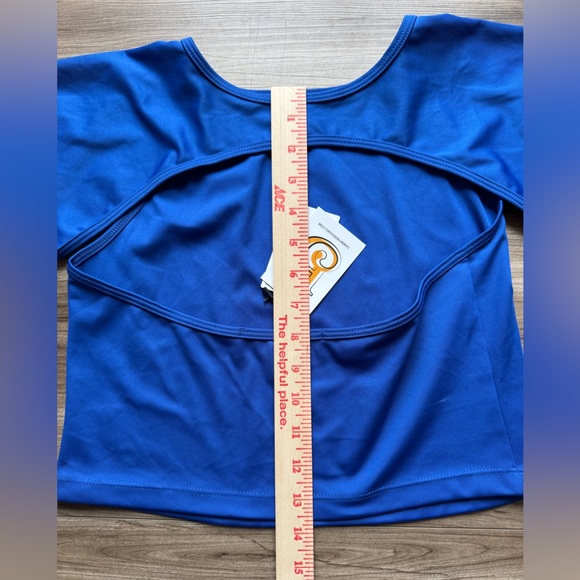 SammyB ALEXIS LONG SLV CROP TOP Blue Sz XL Open back NWT - Picture 9 of 11